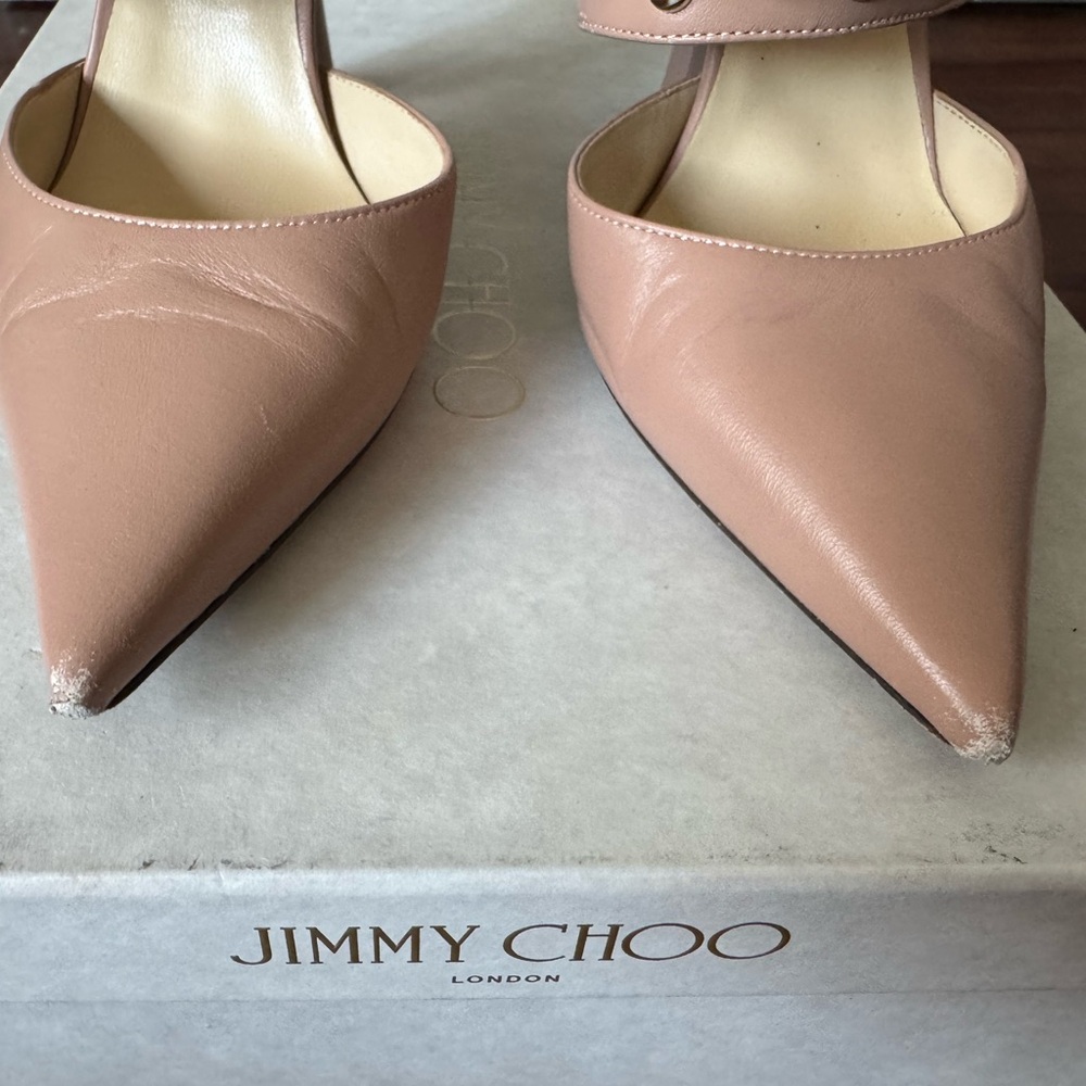 Jimmy Choo Blush Pearl Studded Sling back Heels - Picture 8 of 16
